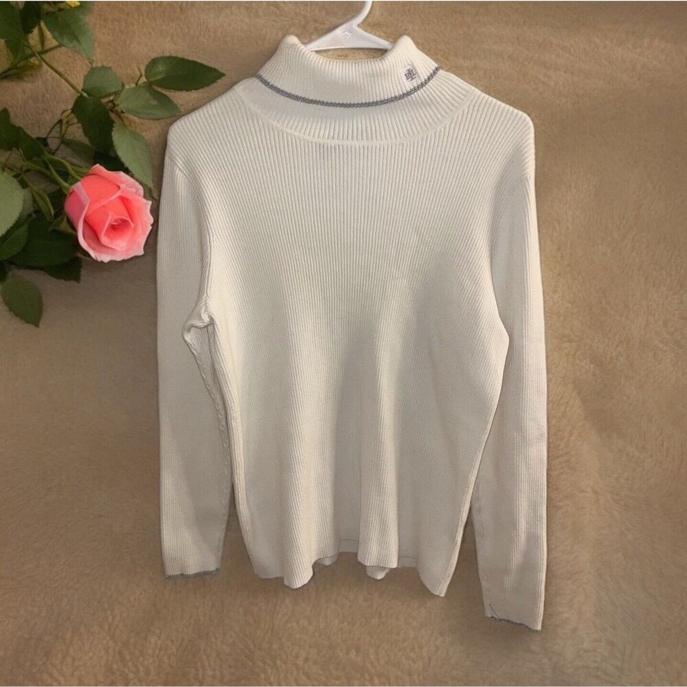 Ralph Lauren Cable Knit Turtleneck Pullover Sweater Women's SIZE 1X White